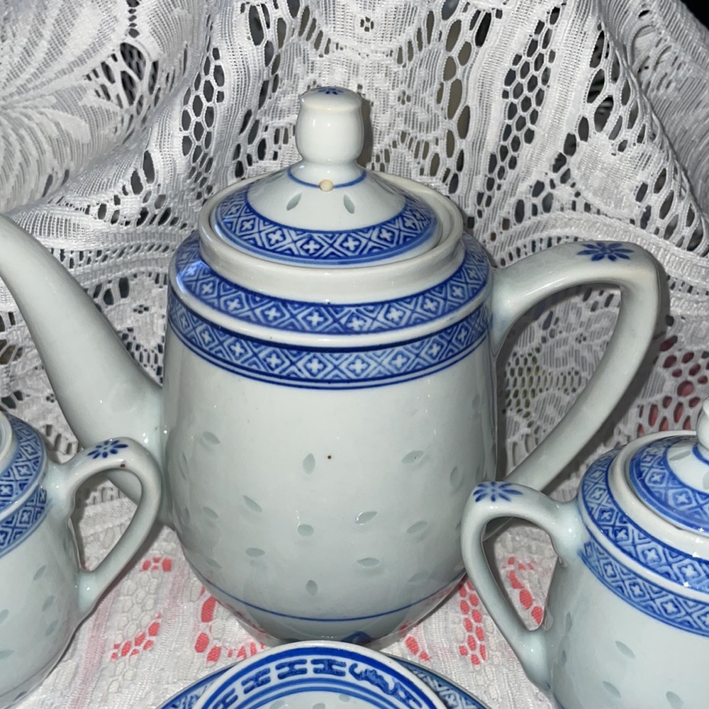 Vintage 17 Pc Chinese Rice Grain Tea Set! - Picture 2 of 11